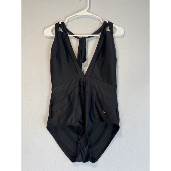TED BAKER Ralinda Halter One Piece Swimsuit Size 5 (US 14) Black - Picture 2 of 9